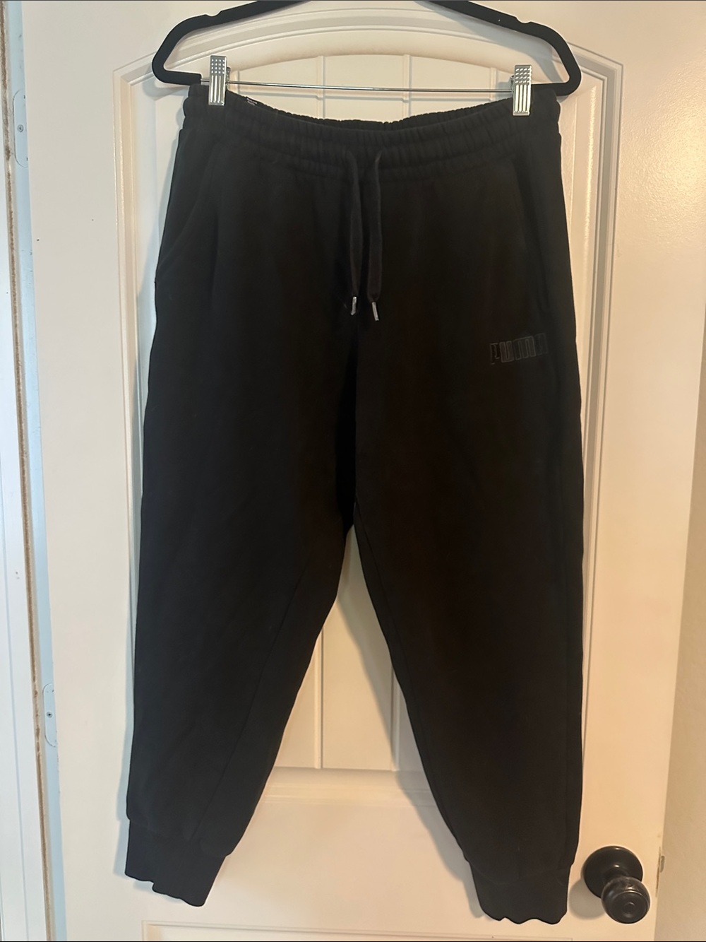 Puma Black Men's Fleece Joggers with Drawstring Waist